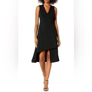 NWA Vince Camuto Women's 8 Sleeveless V Neck Dress with Diagonal Ruffled Hem